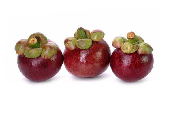 Mangostão Isolado Sobre Fundo Branco Mangostão Famosas Frutas Tropicais Exóticas — Fotografia de Stock