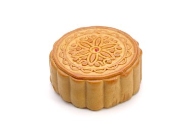 Chinese Monnc ake isolated on white background. Moon cake for Mid autumn festival, Retro vintage style of Chinese traditional food and dessert. (Moon cake is call 
