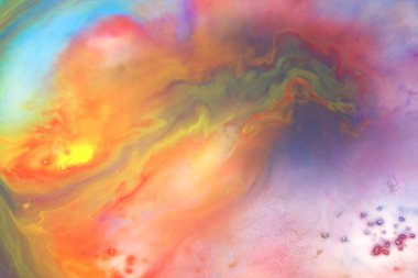 Colorful watercolor background (Movement of watercolor on liquid surface in ceramic plate, Photography) soft and blurred background
