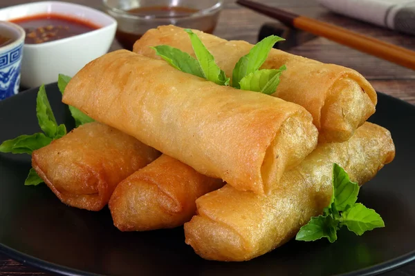 Spring Rolls Deep Fried Crispy Spring Rolls Famous Traditional Chinese — Stock Photo, Image