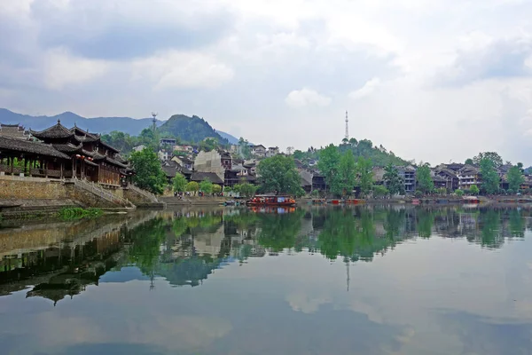 湖南省美城町の古代の村の美しい風景中国 中国の小説の有名な景勝地 見えない中国旅行 — ストック写真