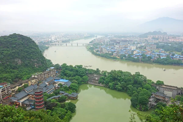 Guilin Gyönyörű Városkép Lijiang Folyó Mentén Guilin Város Guangxi Tartomány — Stock Fotó