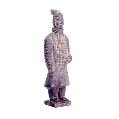 Çin İmparatoru Qin 'in Terracotta Ordu heykelleri. Beyaz arkaplanda izole