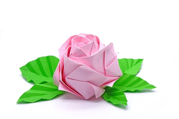 Rose Rosa Origami Rose Vacanze San Valentino Concetti Amore Isolato — Foto Stock