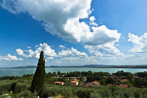 Ampla Paisagem Lago Trasimeno — Fotografia de Stock