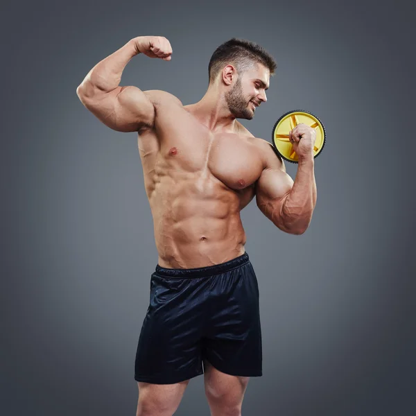 Portrait in studio of muscular male body — Stock Photo, Image