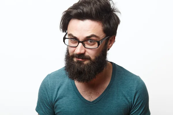 Retrato de un hombre hipster divertido — Foto de Stock