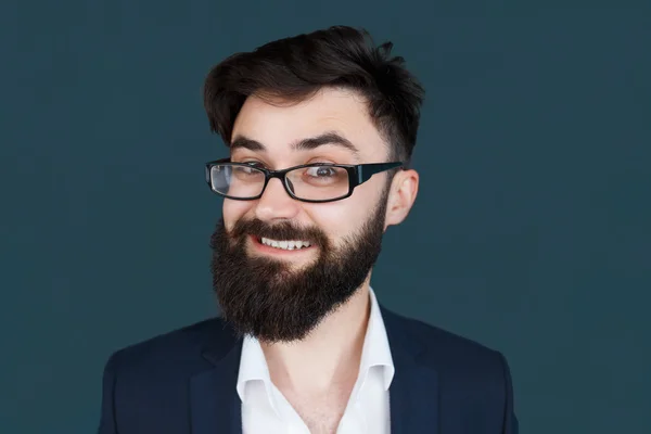 Nerd divertido en gafas graduadas — Foto de Stock