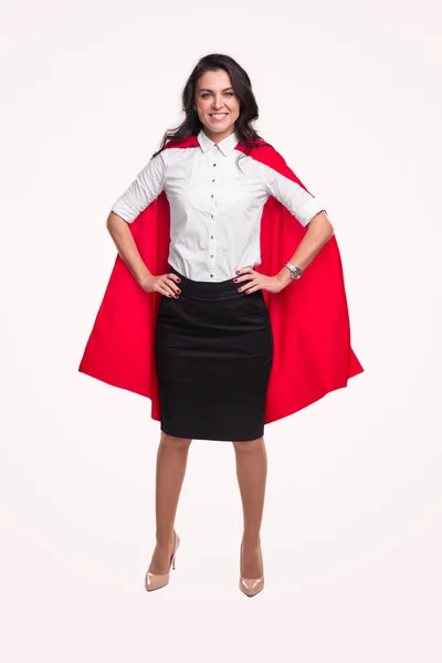 Successful businesswoman in superhero cloak — 스톡 사진