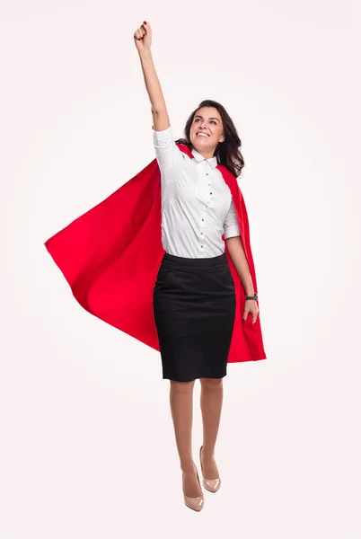 붉은 망토를 두른 강력 한 여자 — 스톡 사진
