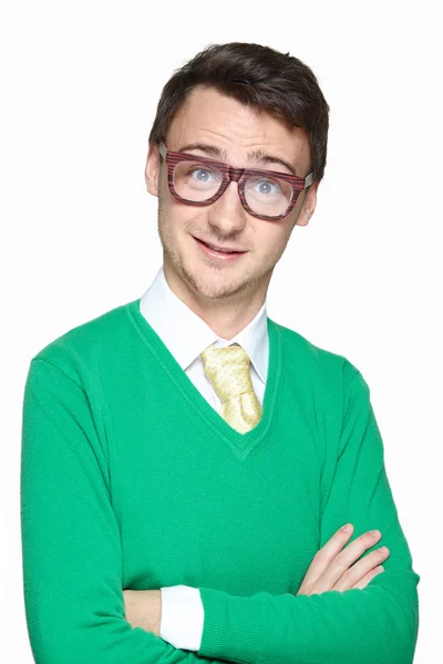 Nörd ung man bär glasögon — Stockfoto