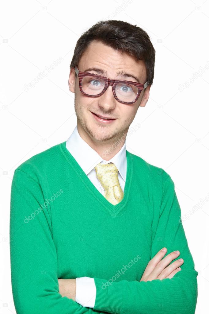 Nerd young man wearing eyeglasses