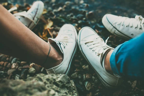 White converses footwear — 스톡 사진
