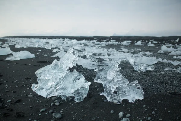 Ledová čísla na černou pláž na Islandu. — Stock fotografie