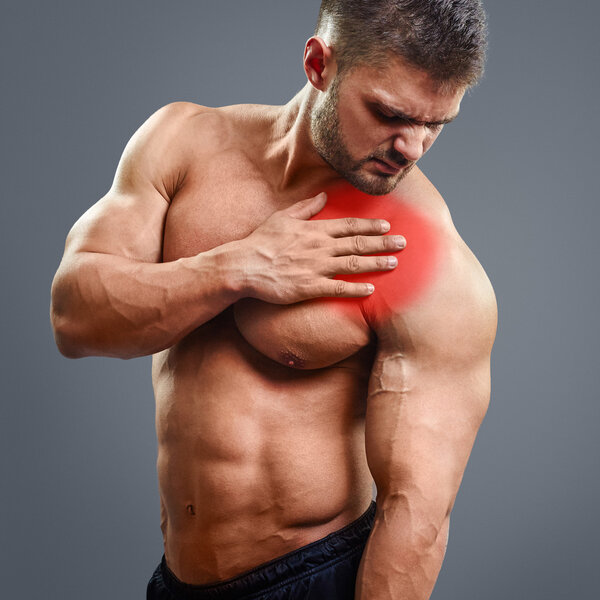 Ahtletic muscle man Heart pain
