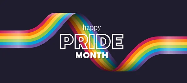 Happy Pride Mois Texte Arc Ciel Fier Ruban Rouleau Vague — Image vectorielle