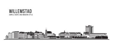 Şehir Binası Soyut Basit şekil ve modern tarz sanat vektörü tasarımı - Willemstad