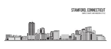 Şehir Binası Soyut Basit şekil ve modern tarz sanat vektörü tasarımı - Stamford City, Connecticut