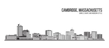 Şehir Binası Soyut Basit şekil ve modern tarz sanat vektörü tasarımı - Cambridge City, Massachusetts