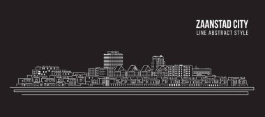 Cityscape Building Line Art Vector Illustration Design - Zaanstad Şehri