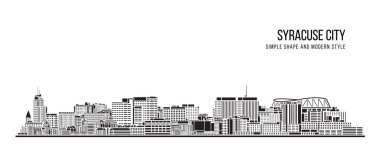 Şehir Binası Soyut Basit şekil ve modern tarz sanat vektörü tasarımı - Syracuse şehri