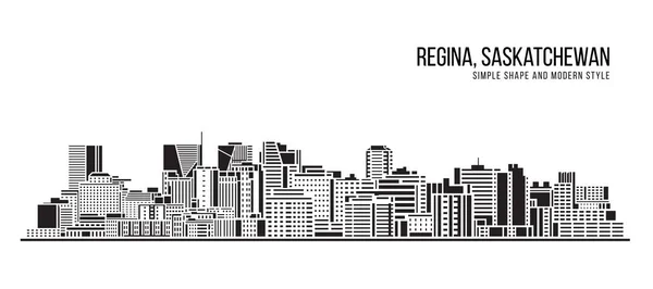 Stadtbild Gebäude Abstrakt Einfache Form Und Moderne Kunst Vektordesign Regina — Stockvektor