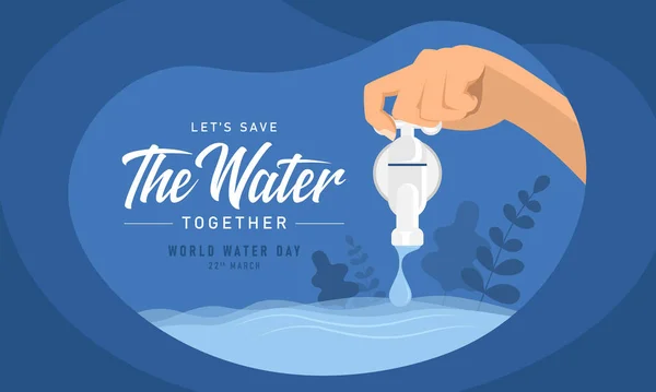 World Water Day Let Water Together Text Hand Close Water — Stock Vector