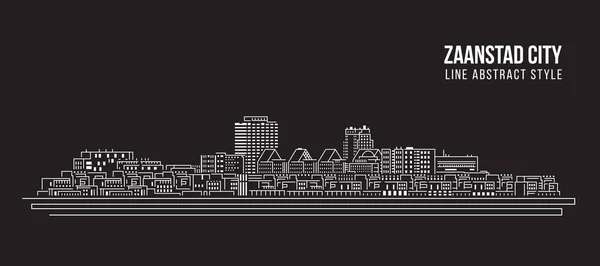 Cityscape Building Line Konst Vektor Illustration Design Zaanstad — Stock vektor