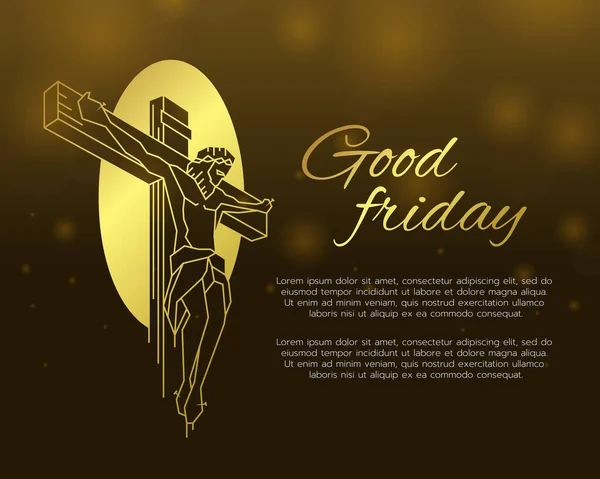 God Fredag Banner Med Guldtext Och Abstrakt Guldlinje Jesus Kristus — Stock vektor