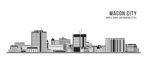 Cityscape Building Abstract Forma Simple Arte Estilo Moderno Diseño Vectorial — Vector de stock