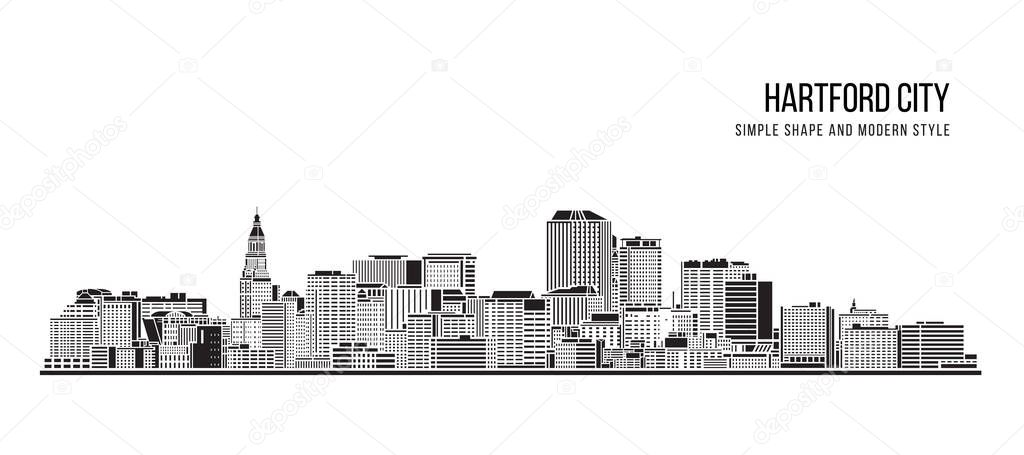 Cityscape Building Abstract Simple shape and modern style art Vector design - Hartford city