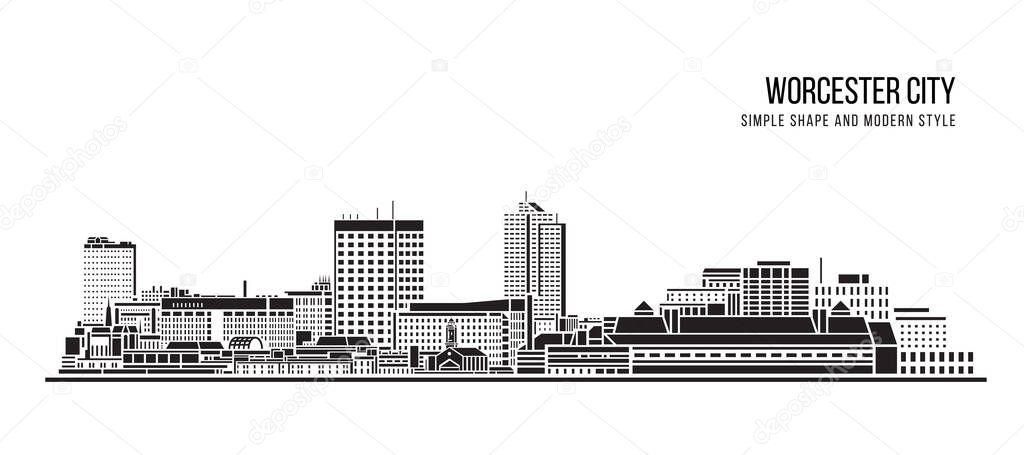 Cityscape Building Abstract Simple shape and modern style art Vector design -  Worcester city