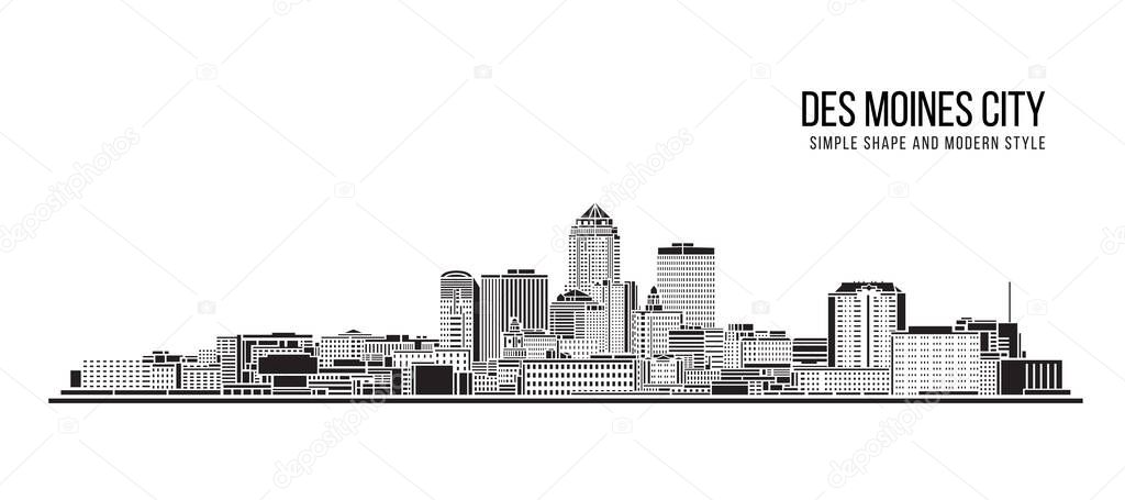 Cityscape Building Abstract Simple shape and modern style art Vector design -  Des Moines city