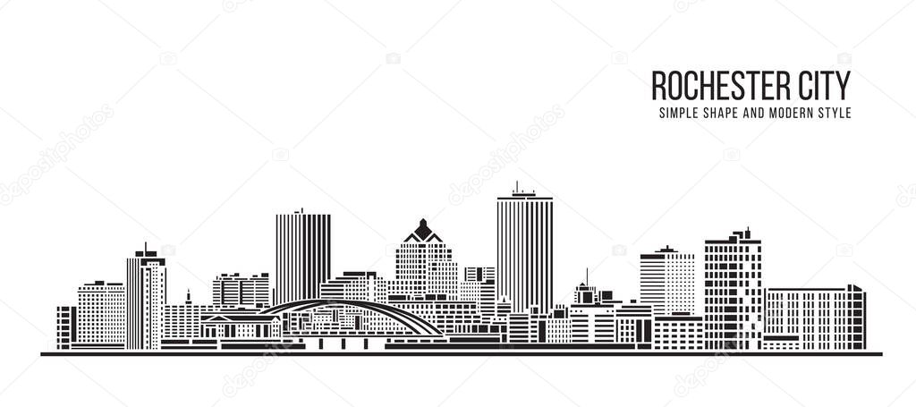 Cityscape Building Abstract Simple shape and modern style art Vector design - Rochester city