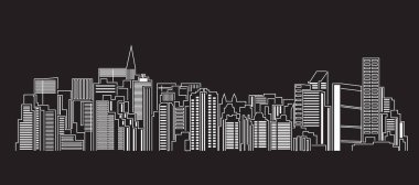 Cityscape Building Line Sanat Vektörü İllüstrasyon Tasarımı