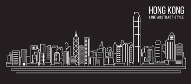 Cityscape Building Line Art Vector Illustration Design Hong Kong
