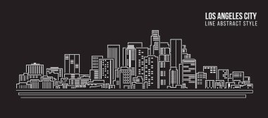 Cityscape Building Line Sanat Vektörü İllüstrasyon Tasarımı - Los Angeles