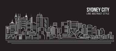 Cityscape Building Line Sanat Vektörü İllüstrasyon Tasarımı - Sydney City