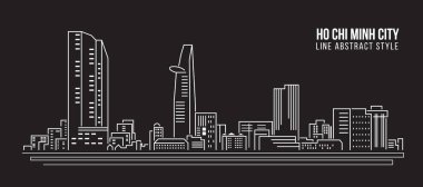 Cityscape Building Line art Vector Illustration design - Ho Chi Minh city