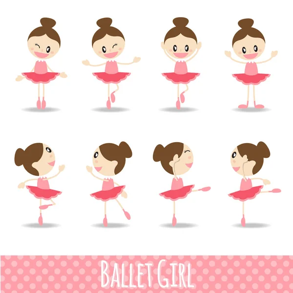 Action Pink Cute Girl Ballet Cartoon Vector Design — Stock Vector