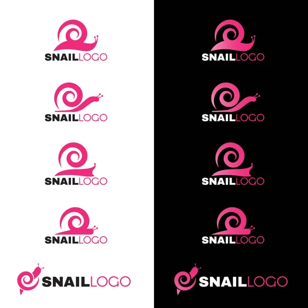 Pink Snail Line Logo Vektor Auf Weißem Und Schwarzem Hintergrund — Stockvektor
