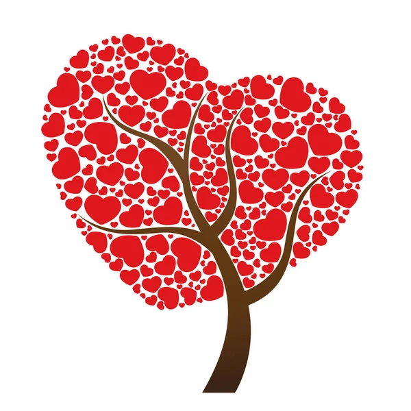 Rotes Herzblatt Und Baumvektordesign — Stockvektor