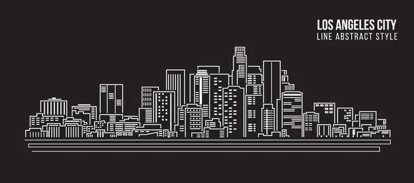 Diseño Ilustración Vectorial Arte Línea Construcción Paisajes Urbanos Los Angeles — Vector de stock