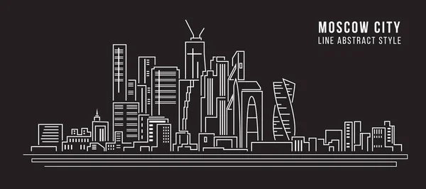 Cityscape Building Line Art Vector Diseño Ilustración Moscow City — Archivo Imágenes Vectoriales