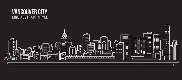 Cityscape Building Line Art Vector Illusztráció Design Vancouver Város — Stock Vector