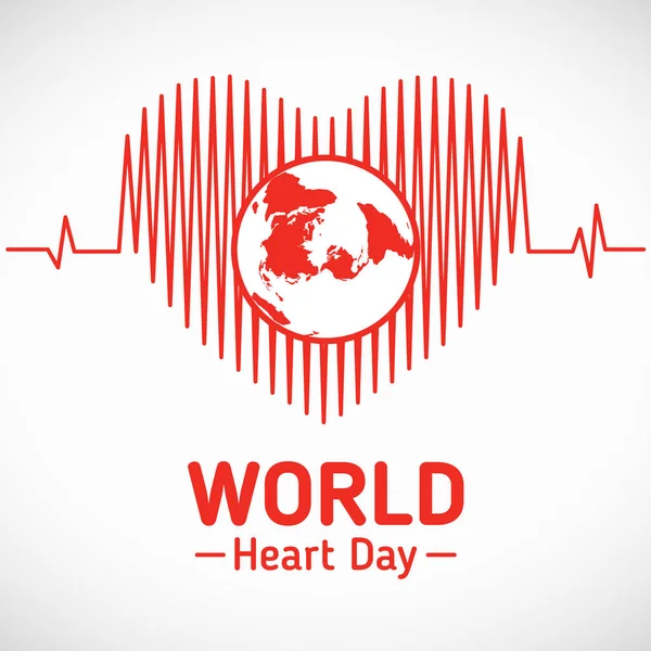 Světový Den Srdce Svět Designu Vektoru Srdečních Vln — Stockový vektor