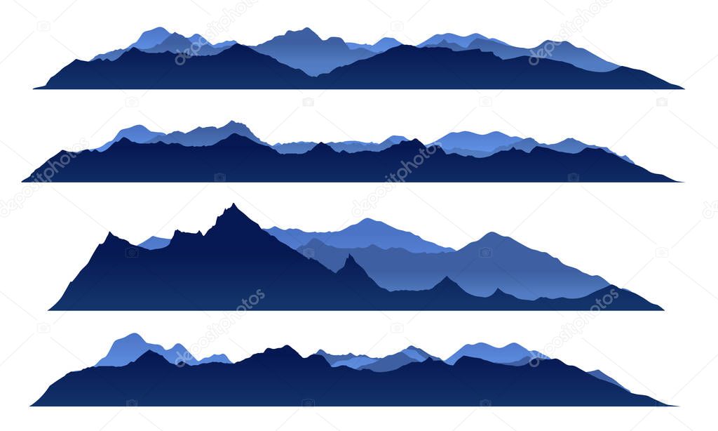Blue sky mountain view set vector design