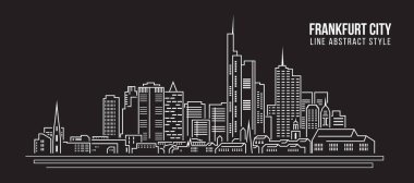 Cityscape Building Line Art Vector Illustration tasarımı - frankfurt şehri