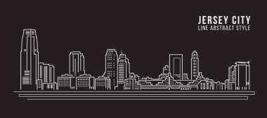 Cityscape Building Line Sanat Vektörü İllüstrasyon Tasarımı - Jersey City