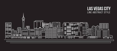 Cityscape Building Line Sanat Vektörü İllüstrasyon Tasarımı - Las Vegas